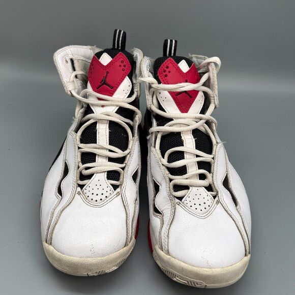 Jordan True Flight Men's 10 White Leather Basketball Sneakers Lace-Up Ankle - Picture 2 of 10